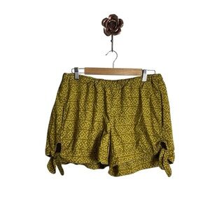 Corey Lynn Calter Anthropologie Large Pull On Shorts‎ Side Ties Mustard Boho
